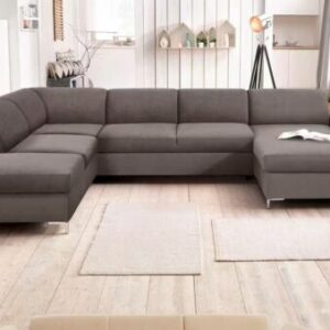 Sofa Couch Wohnlandschaft Santana von Domo Grau Mikrofaserbezug