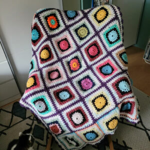 Wohndecke Kuscheldecke Häkeldecke Sofadecke Granny Square Neu