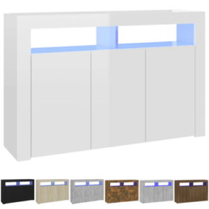 Kommode mit LED-Beleuchtung 115,5x30x75 cm 8 Fächer & 3 Türen Sideboard Anrichte