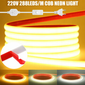 230V COB Neon LED Streifen Stripe 288LEDs/m Lichtband Lichterkette Wasserdicht