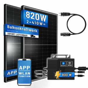 Balkonkraftwerk Komplettset 820W, Solarmodule je 410Wp, Eway 800W Mikro-Wechselr