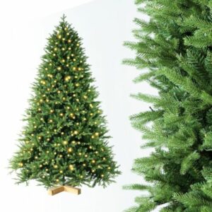 Künstlicher Weihnachtsbaum Tannenbaum mit Beleuchtung Edeltanne Echtholz-Ständer