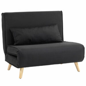 Schlafsessel, 2-in-1 Schlafsofa mit Bettfunktion, Zierkissen bis 350 kg Schwarz