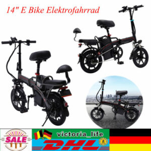 14" Elektrofahrrad Klapprad Pedelec E Bike Citybike W/ Licht Ladegerät 25 Km/h