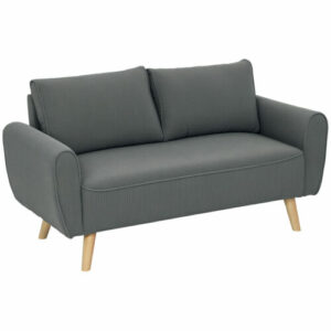 Zweisitzer Sofa mit 2 Kissen Polstersofa mit 54cm extra tiefen Sitzen Dunkelgrau