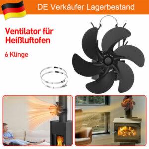 Kaminventilator Magnetisch Lüfter Kaminöfen Fan für Holzofen Kamin 6 Flügel DHL