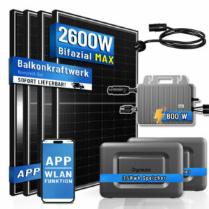 2000W Balkonkraftwerk Bifazial, 3.2 Kwh Dyness Speicher TSUN 800W Wechselrichter