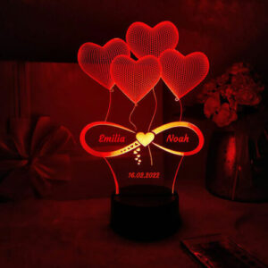 Valentinstag Geschenk LED Lampe Unendlichkeit mit Namen und Datum - Liebe.