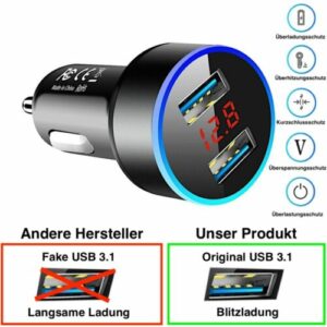 USB Zigarettenanzünder Ladegerät KFZ LKW Auto Ladeadapter Handy IPhone Huawei