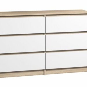 Kommode mit 6 Schubladen 120cm Sideboard Anrichte holz Sonoma weiss