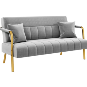 Polstersofa mit Armlehnen & Beine aus Metall Modernes Zweisitzer-Sofa mit Kissen