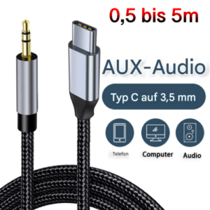 USB C Klinke Aux Kabel Typ C auf 3.5mm Klinkenkabel 0,5 1 2 3 5 meter