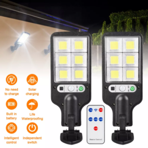 2x LED 6000W Solarleuchte Außen Lampe mit Bewegungsmelder Fluter Strahler Licht