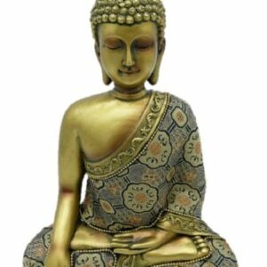 Buddha in Gold 23 cm mit Stoffgewand Feng Shui Figur Buddhismus