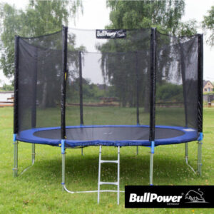 BullPower Gartentrampolin Kinder Trampolin Set 366 cm 72 Federn Netz Leiter