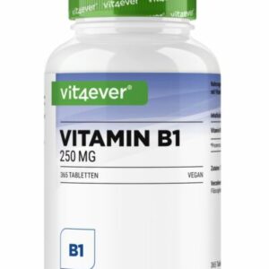 Vitamin B1 Thiamin - 365 Tabletten á 250mg - 12 Monatsvorrat Vegan + Hochdosiert