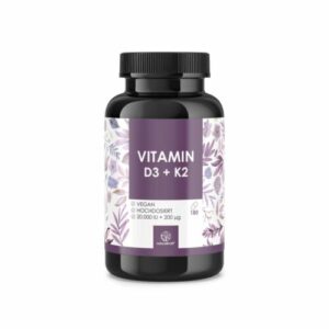 Vitamin D3 + K2  20.000 IE, 200 mcg vegan hochdosiert, 180 Kapseln NATURALKRAFT®