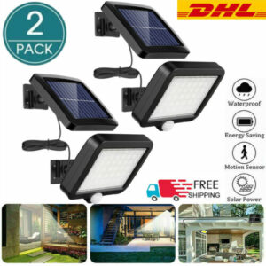 2PCS SOLARLAMPE SOLARLEUCHTE 56LED MIT BEWEGUNGSMELDER AUßEN SOLARSTRAHLER LICHT