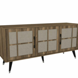 Sideboard Kommode Walnuß Grau Holz 3 Türen Anrichte Mehrzweckschrank Modern 6467