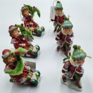 Weihnachtsfiguren 6 Stück Winter Set Deko Kunststein Weihnachten Junge Mädchen