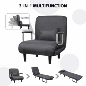 3-in-1 Schlafsofa mit Armlehne Schlafsessel Klappbett Chaiselongue Rückenlehne