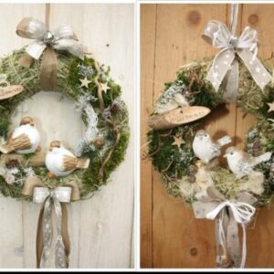 Türkranz Vogel Winter Weihnachten Weihnachtskranz Landhaus Shabby Deko Kranz