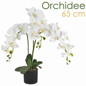 Künstliche Orchidee Kunstpflanze Pflanze Weiss Topf 65cm Decovego