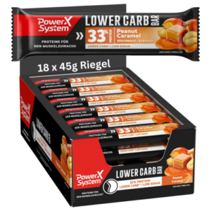 Protein Riegel Lower Carb Bar Peanut Caramel 18x45g MHD 31.1.25 Restposten