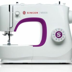 Singer M3505 mechanische Nähmaschine - weiß / lila 32 Stiche mit Nadeleinfädler