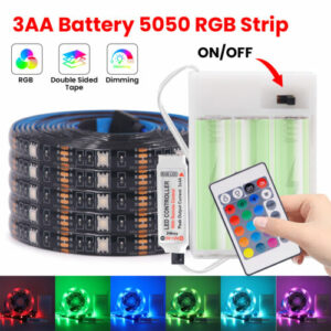 Batterie Betrieben LED Streifen 5050 RGB Stripe Band Licht Dimmbar Lichterkette