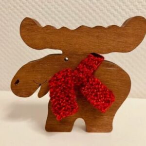 Elch 🫎 aus Holz mit rotem Schal Weihnachtsdeko Weihnachten 13 x 14 cm