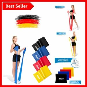 Einzelnes Fitnessband oder 4er-Set | 1,2m Widerstandsband in Rot für Fitness