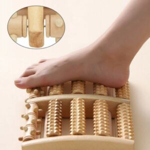 Fußmassageroller Holz mit 10 Rollen & Noppen Fußreflexzonenmassage 27 x 19 cm DE