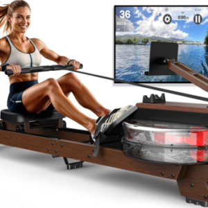 🏋️‍♂️✅VOWVIT V-W3 Wasser-Rudergerät – Holz, Bluetooth, klappbar, bis 175 kg