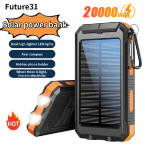 TOP Solar Powerbank Outdoor - 20000mAh - Ladegerät   Batterie LED 2 USB Akku