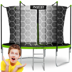 Trampolin Kinder Gartentrampolin mit Sicherheitsnetz Leiter Neo-Sport 312cm 10FT