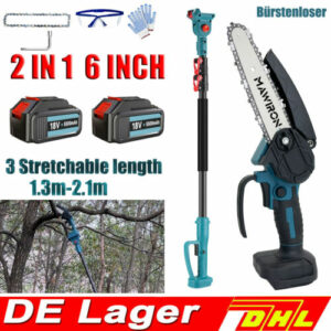 Für Makita 18V 6Zoll Akku Kettensäge Teleskop Hochentaster Astkettensäge 2x Akku