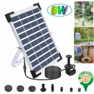 Solar Springbrunnen 6W Solar Teichpumpe Solar Panel Eingebaute 1800mAh Batterie