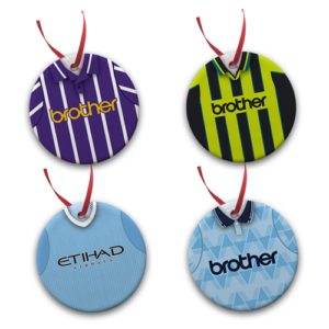 Manchester Retro Shirt Weihnachtsbaum Dekoration Bauble Keramik Mann City 4er-Pack