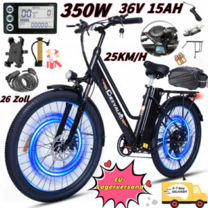 2025 City E-Bike 26 Zoll Elektrofahrrad 36V 15Ah 100KM 25KM/H Herren/Damen EU