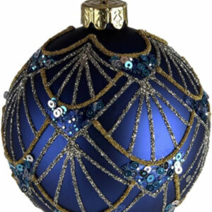 Luxus Christbaumkugel/Deko Pfau blau Art Deco Design rund Glas