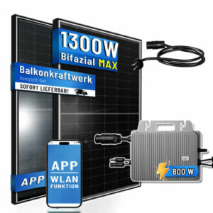 Balkonkraftwerk 1300 W / 800W bis zu 1300W Leistung durch Bifaziale Solarmodule,