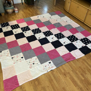 Große Patchwork Decke, Herzen, Sterne, Handarbeit, Unikat