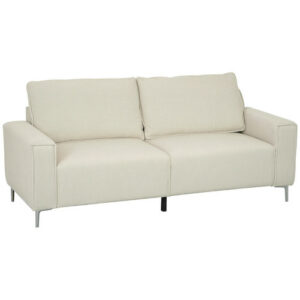 HOMCOM 3-Sitzer Sofa mit Cordbezug, Wohnzimmersofa mit Federkern, Cremeweiß