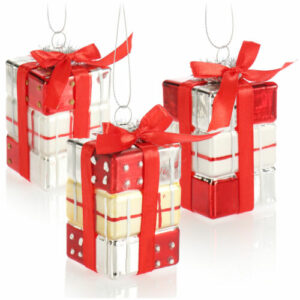 3x Premium Christbaumschmuck - Geschenke aus Glas als Weihnachtsdeko