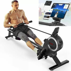 120KG Rudergerät Wasser Tabletständer LCD Display Fitness Rudermaschine Schwarz