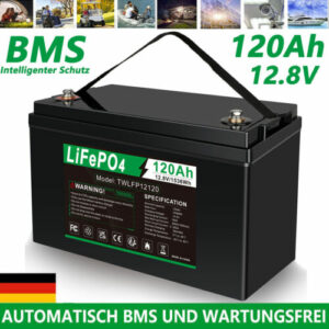 12V 120Ah LiFePO4 Akku Lithium Batterie für Solarbatterie Solaranlage Boot RV