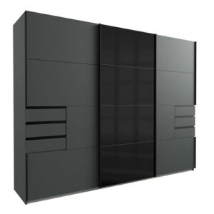 Schwebetürenschrank - graphit-schwarz - 6 Schubkästen - 270 cm Kleiderschrank