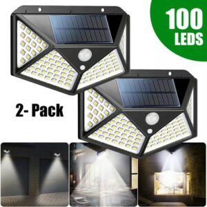 100 LED SOLARLEUCHTE SOLARLAMPE BEWEGUNGSMELDER AUßEN FLUTER SENSOR STRAHLER 4/8