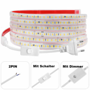 LED Streifen Stripe 230V 2835 120LED/m Selbstklebend Lichtband Lichterkette IP67